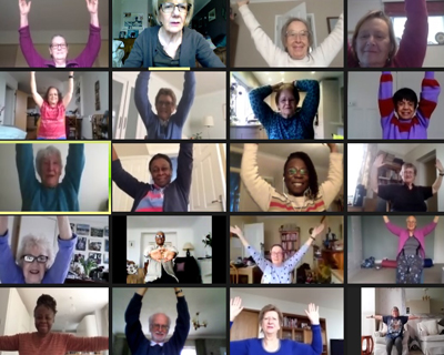 Photo of an online Yoga class